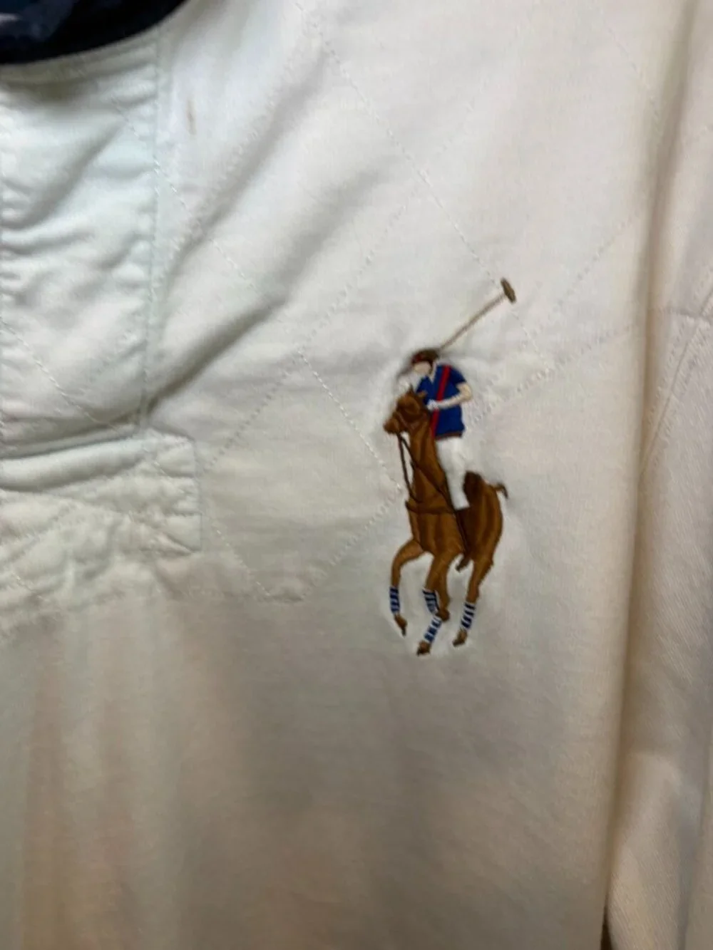 Vintage Polo Ralph Lauren Big Pony Rugby Shirt White XL Number 3 Long Sleeve